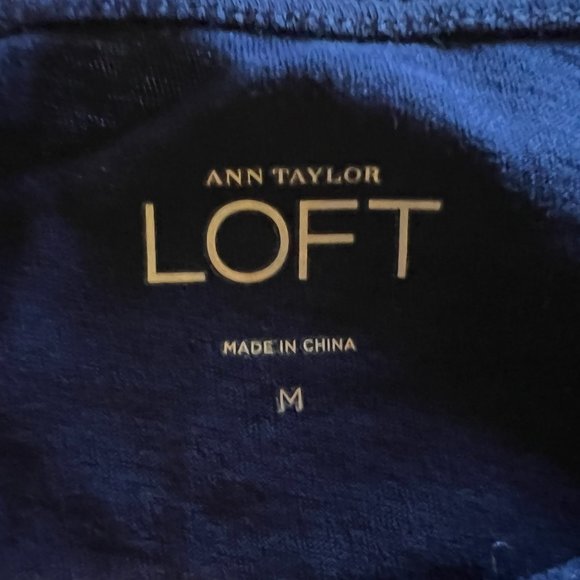 Loft Navy 3/4 Sleeve T-Shirt with Flower - Medium - Picture 3 of 4